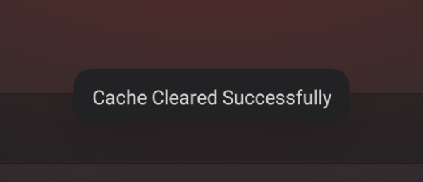 cache cleared successfully